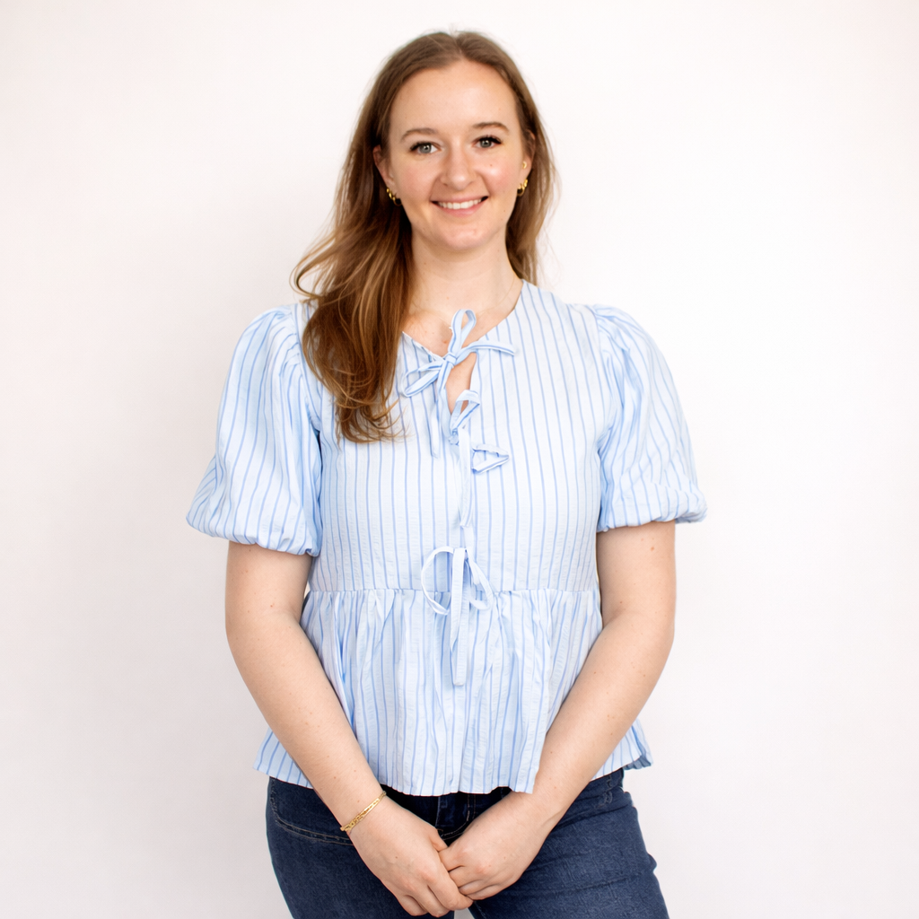 Blue and white striped short sleeve