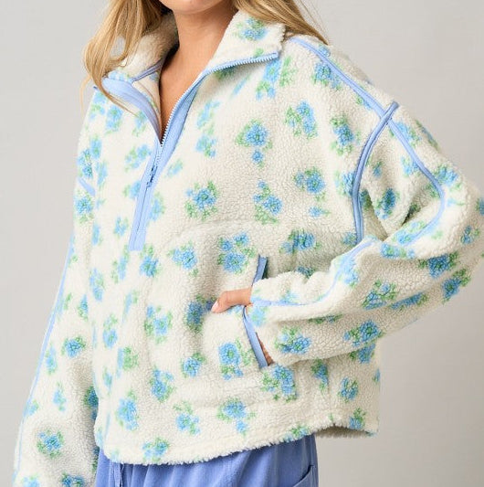 The Sweet Caroline Floral Sherpa Pullover