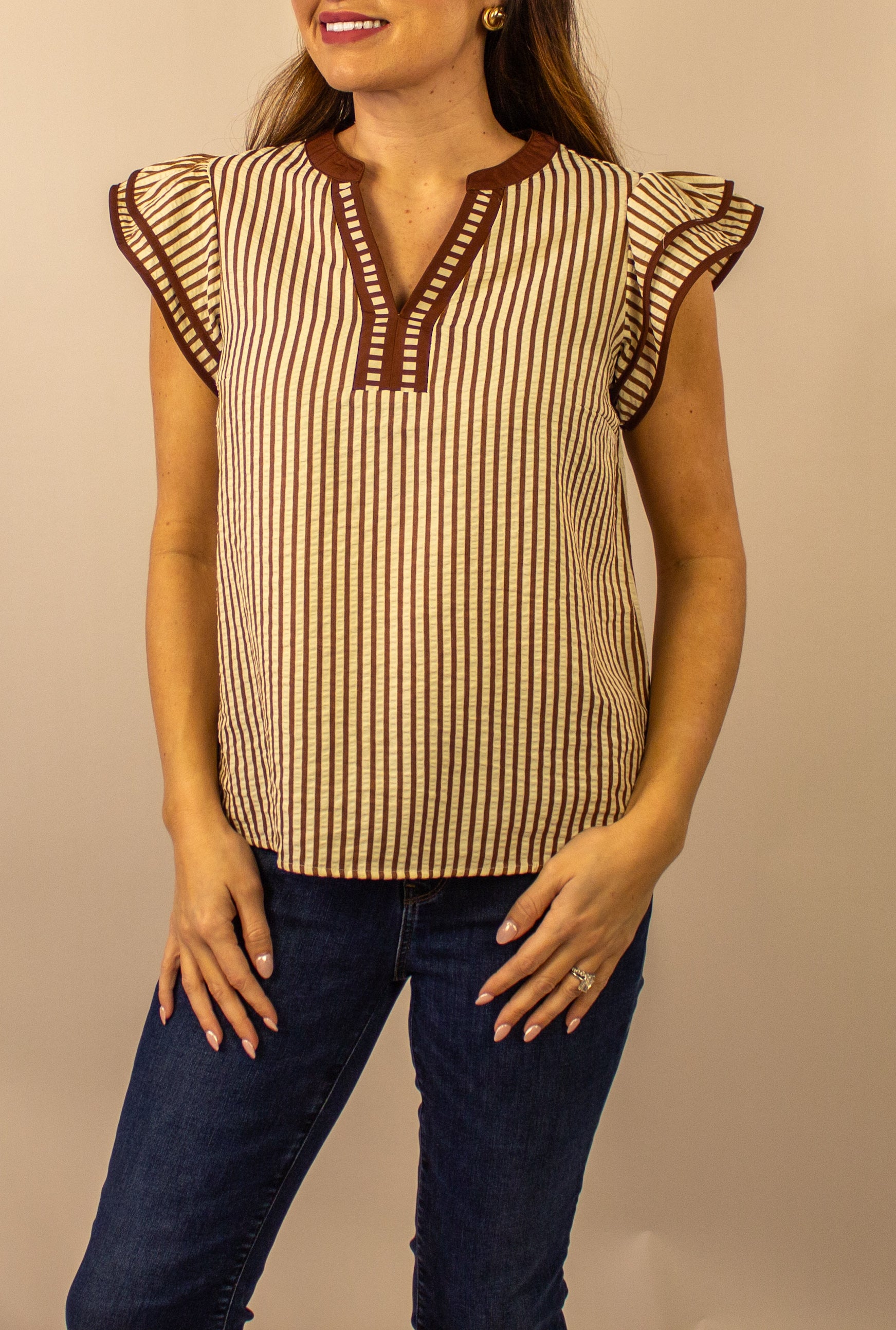 Brown and cream short sleeve