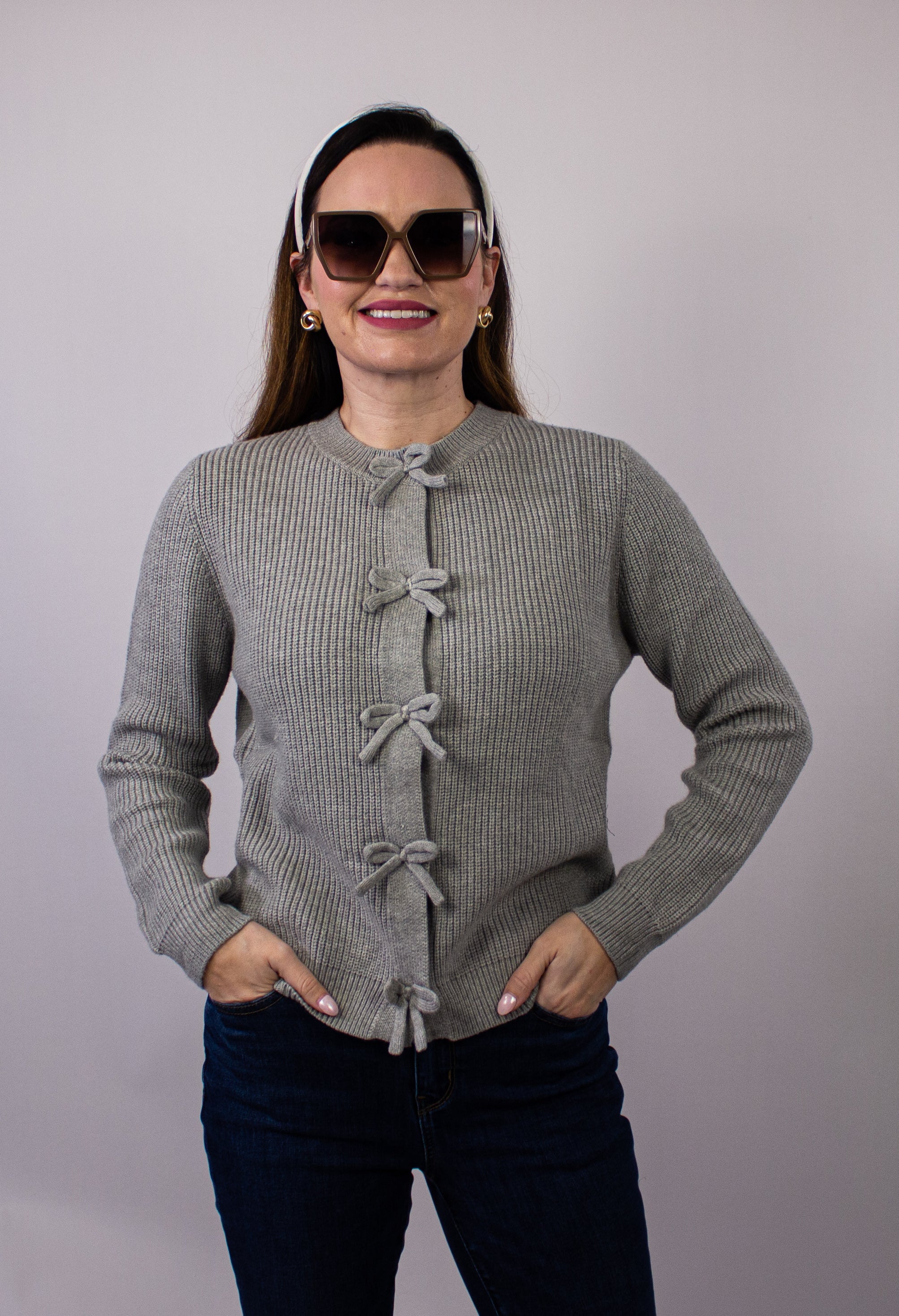 Grey bow sweater