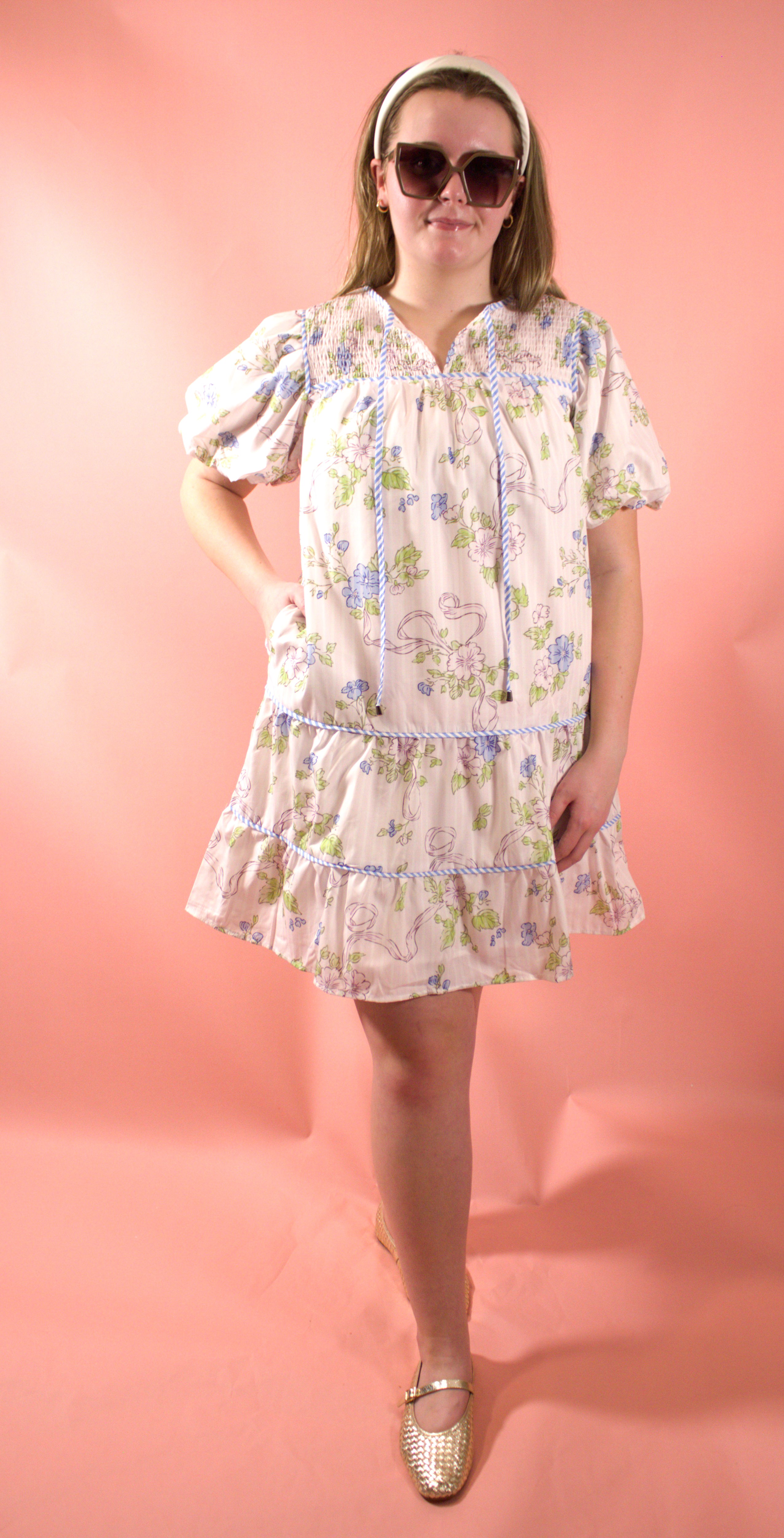 Pink Floral Striped Dress