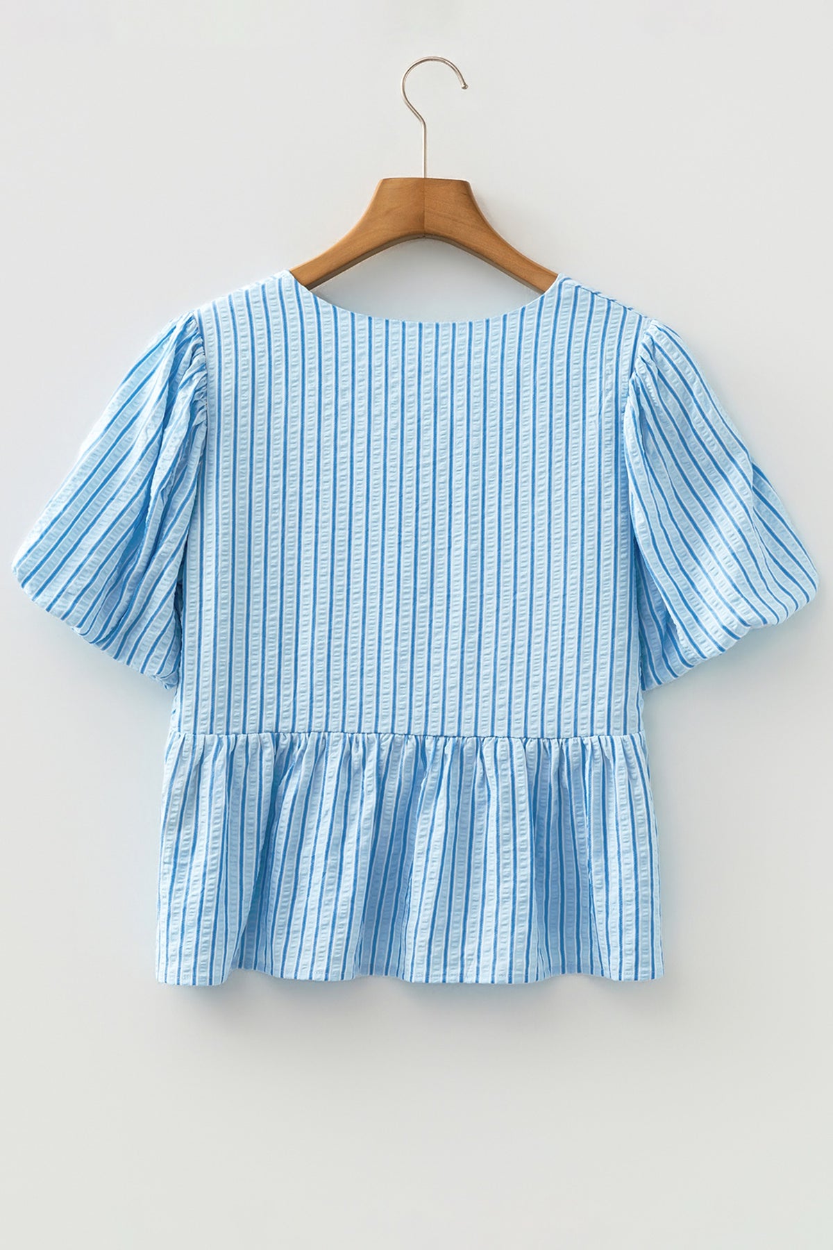 Blue and white striped short sleeve