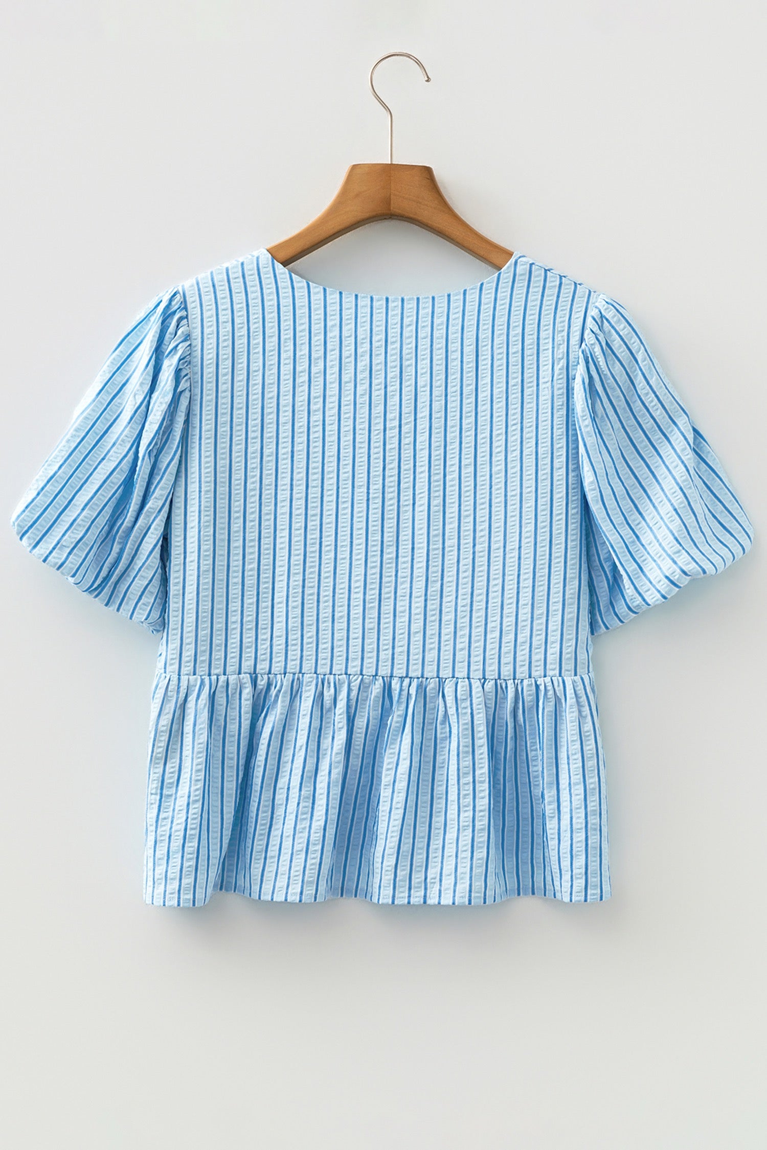 Blue and white striped short sleeve