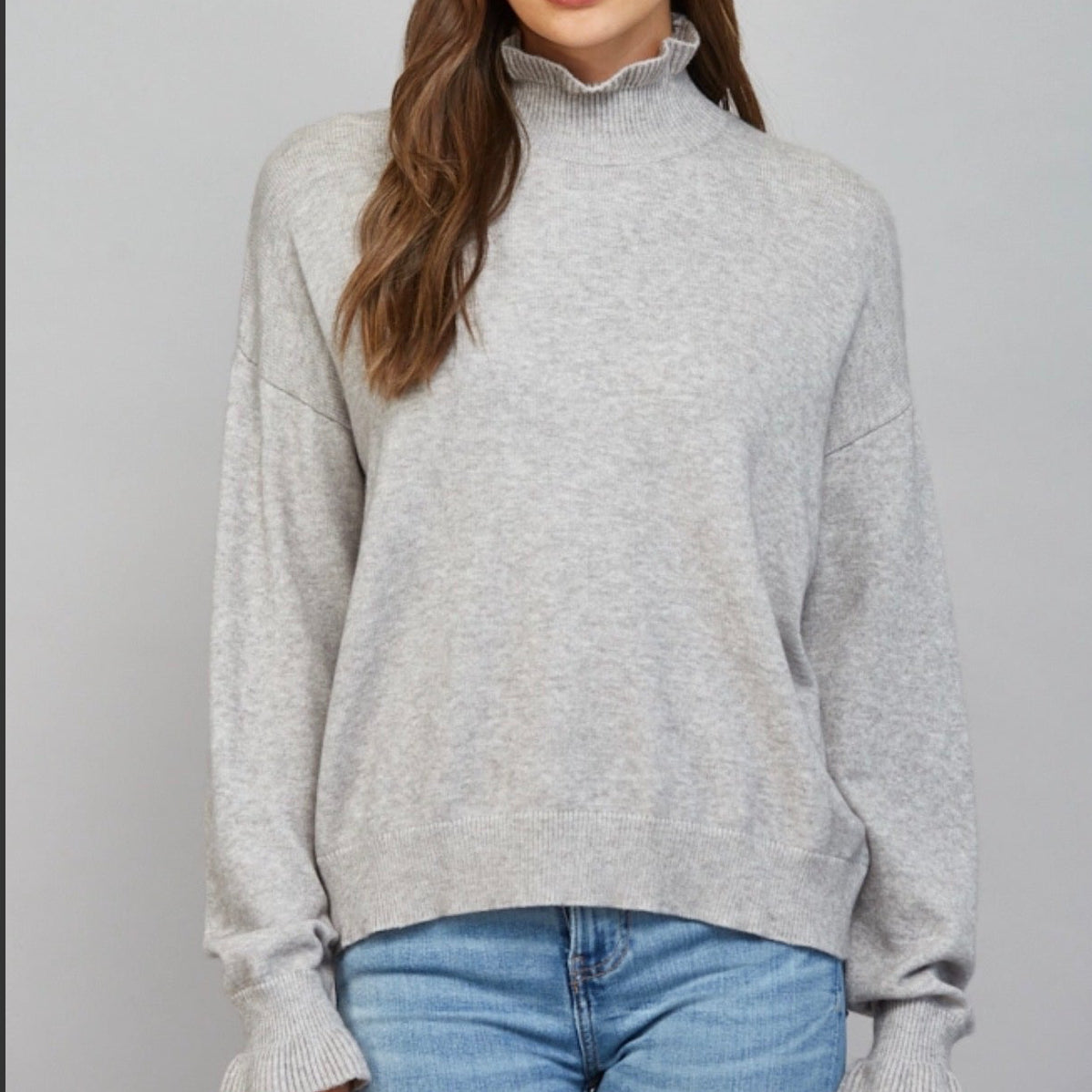 High Ruffled Neckline Knit