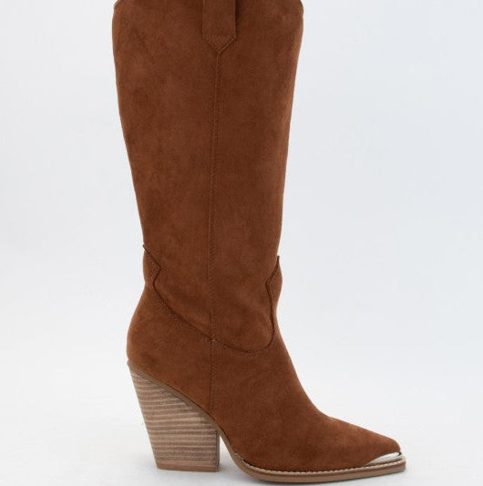 Silver Toe Suede Boots