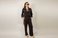 Black striped matching set