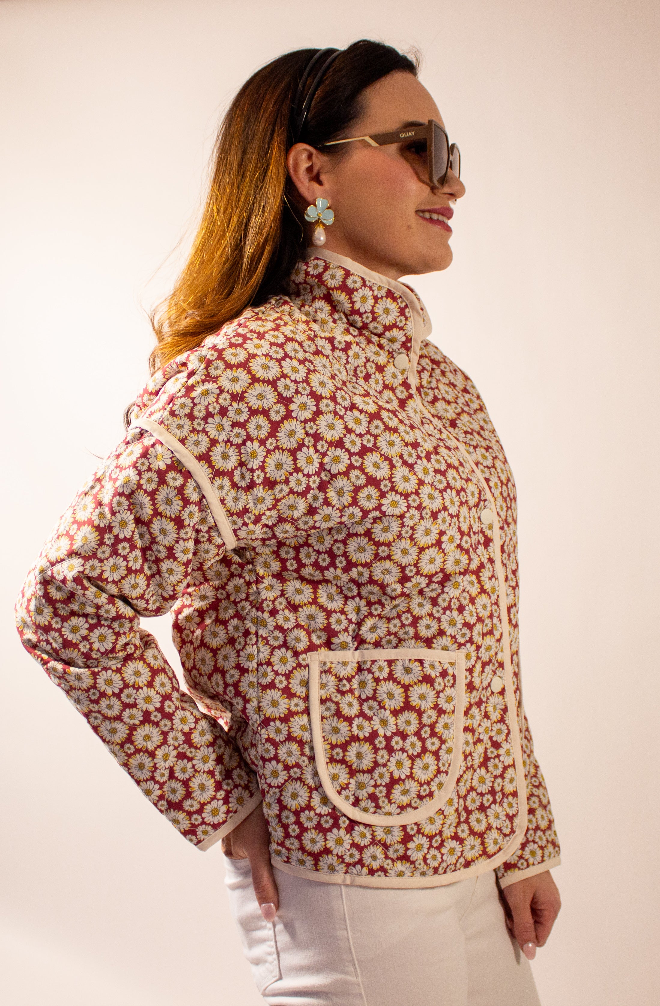 Red and cream quilted jacket