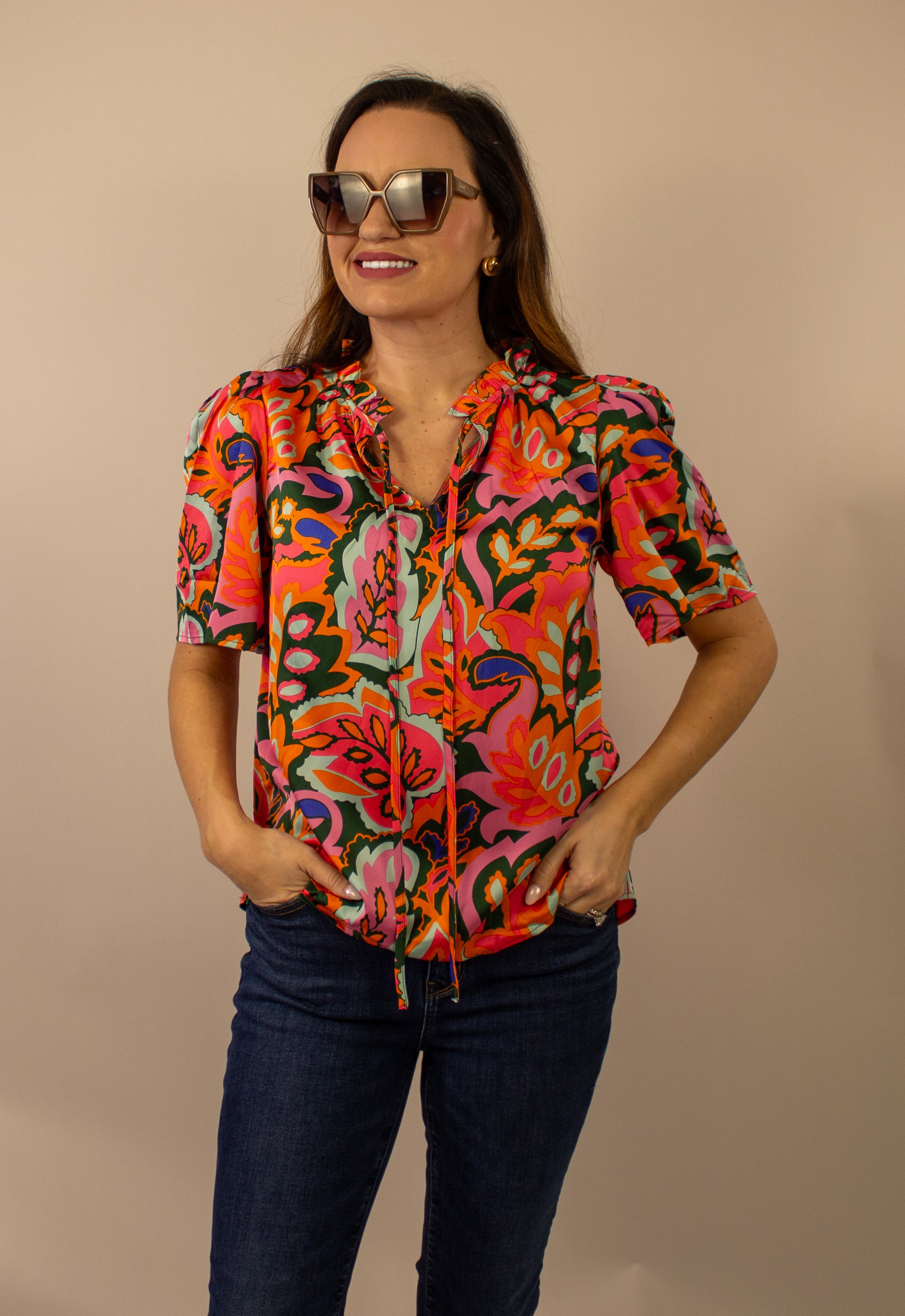 Floral silky short sleeve