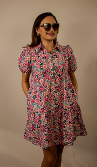 Pink collared floral dress