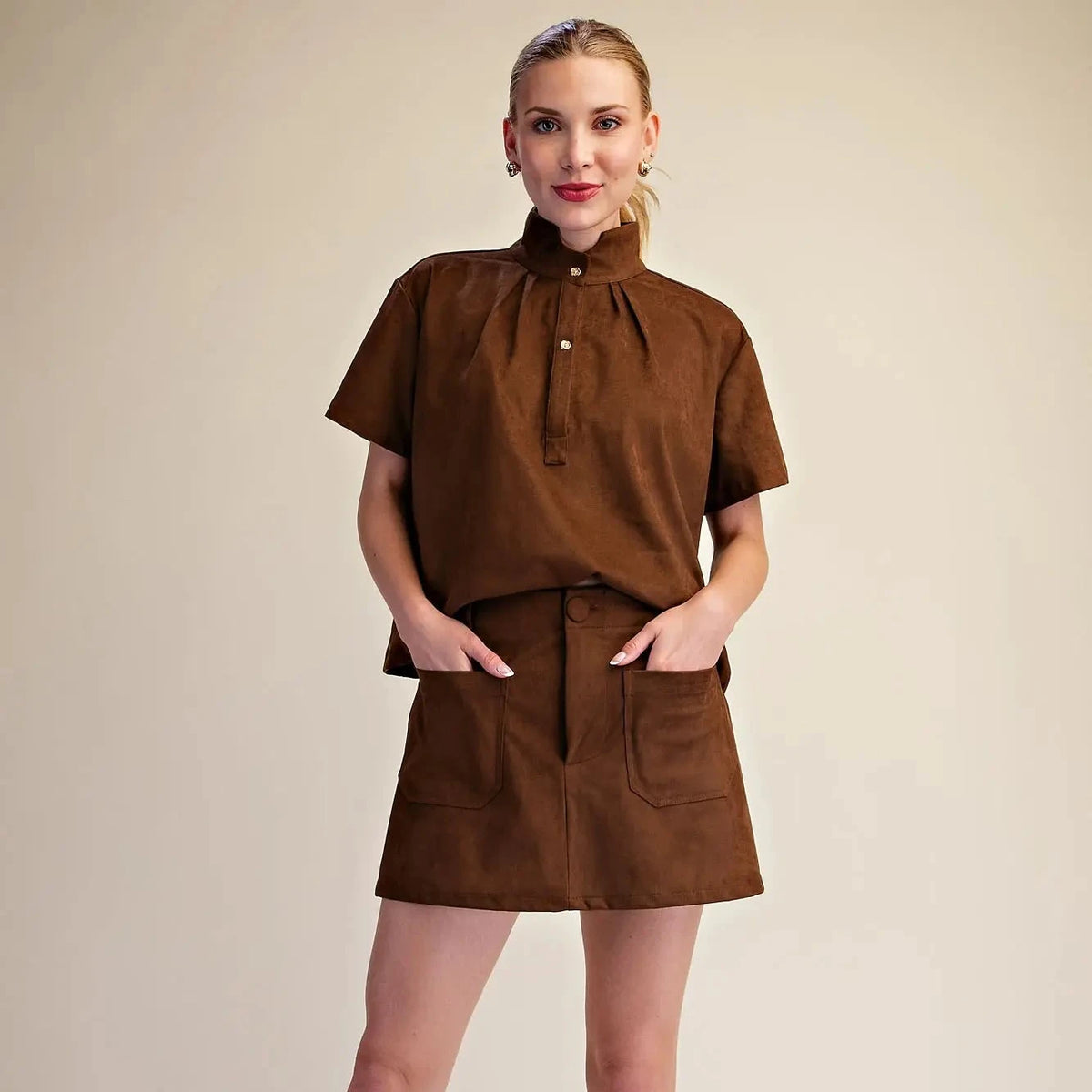 Mocha Suede Skort