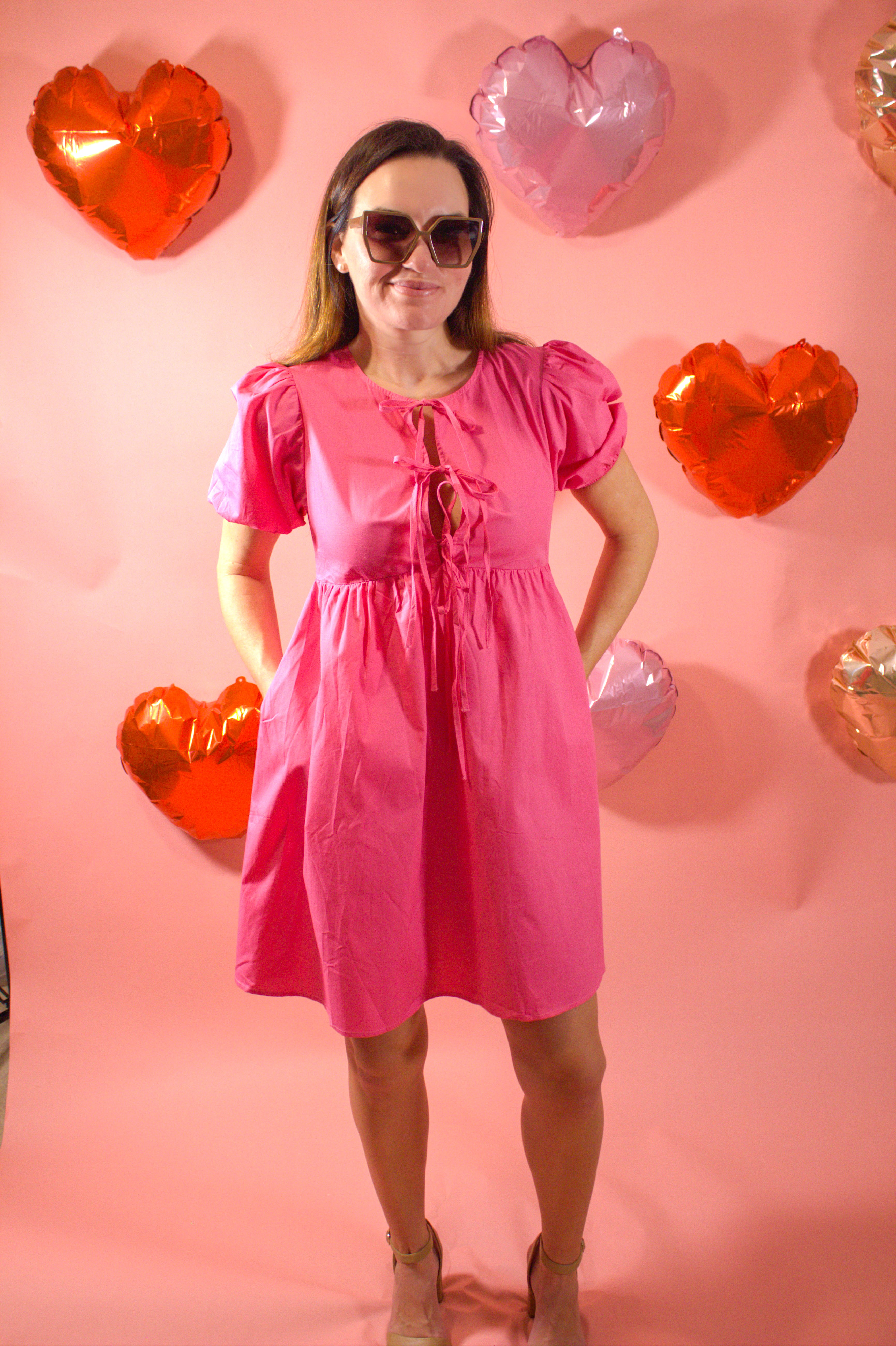 Pink Tie Front Dress