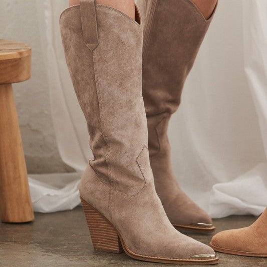 Silver Toe Suede Boots