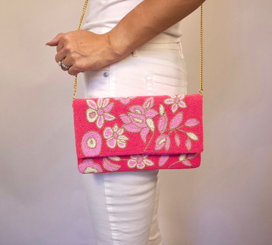Rose Garden Beaded Clutch