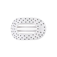 White Polka Dot Party Medium Flat Round Hair Clip - Medium