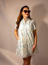 White and Blue Floral Dress