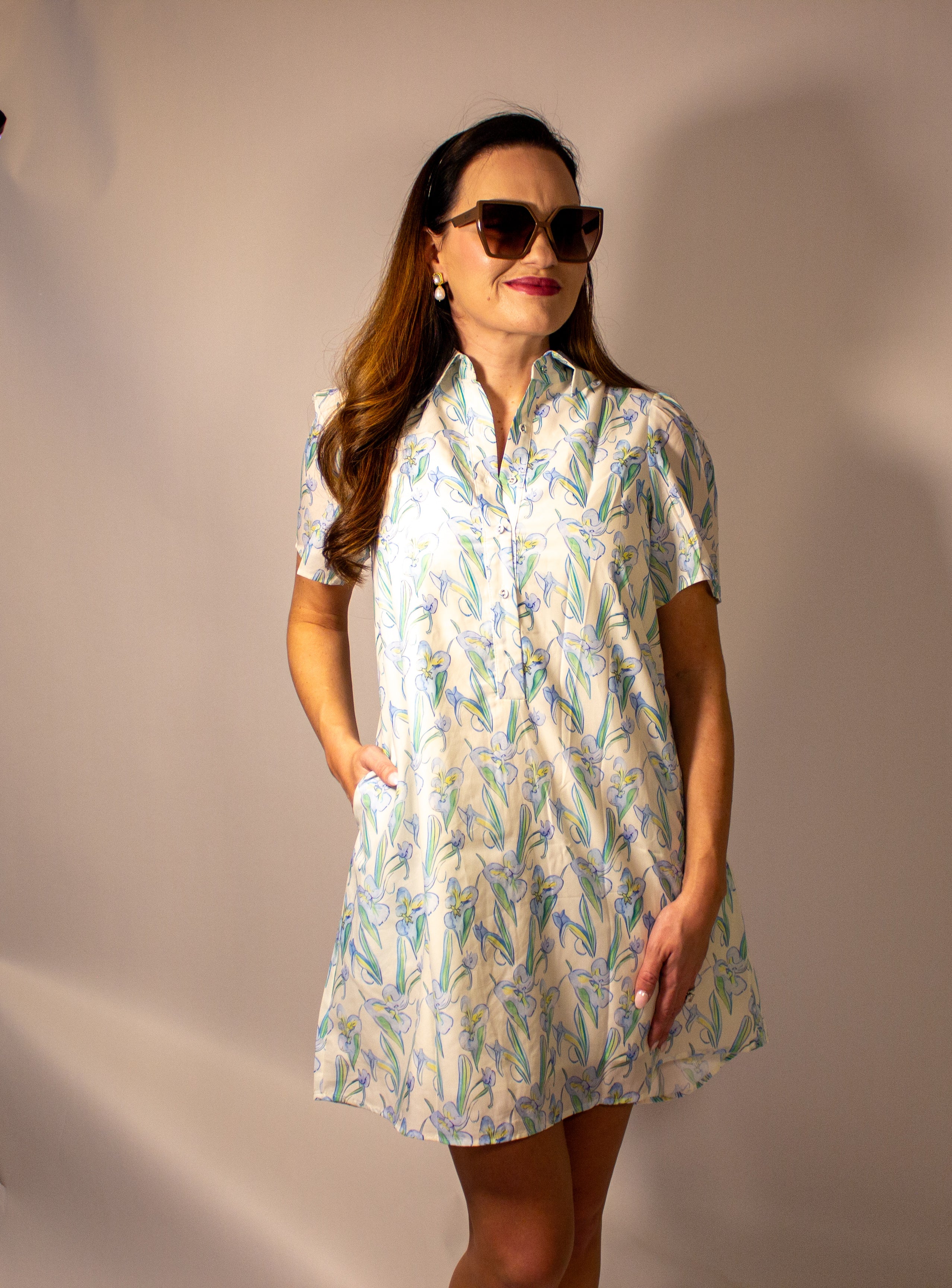 White and Blue Floral Dress