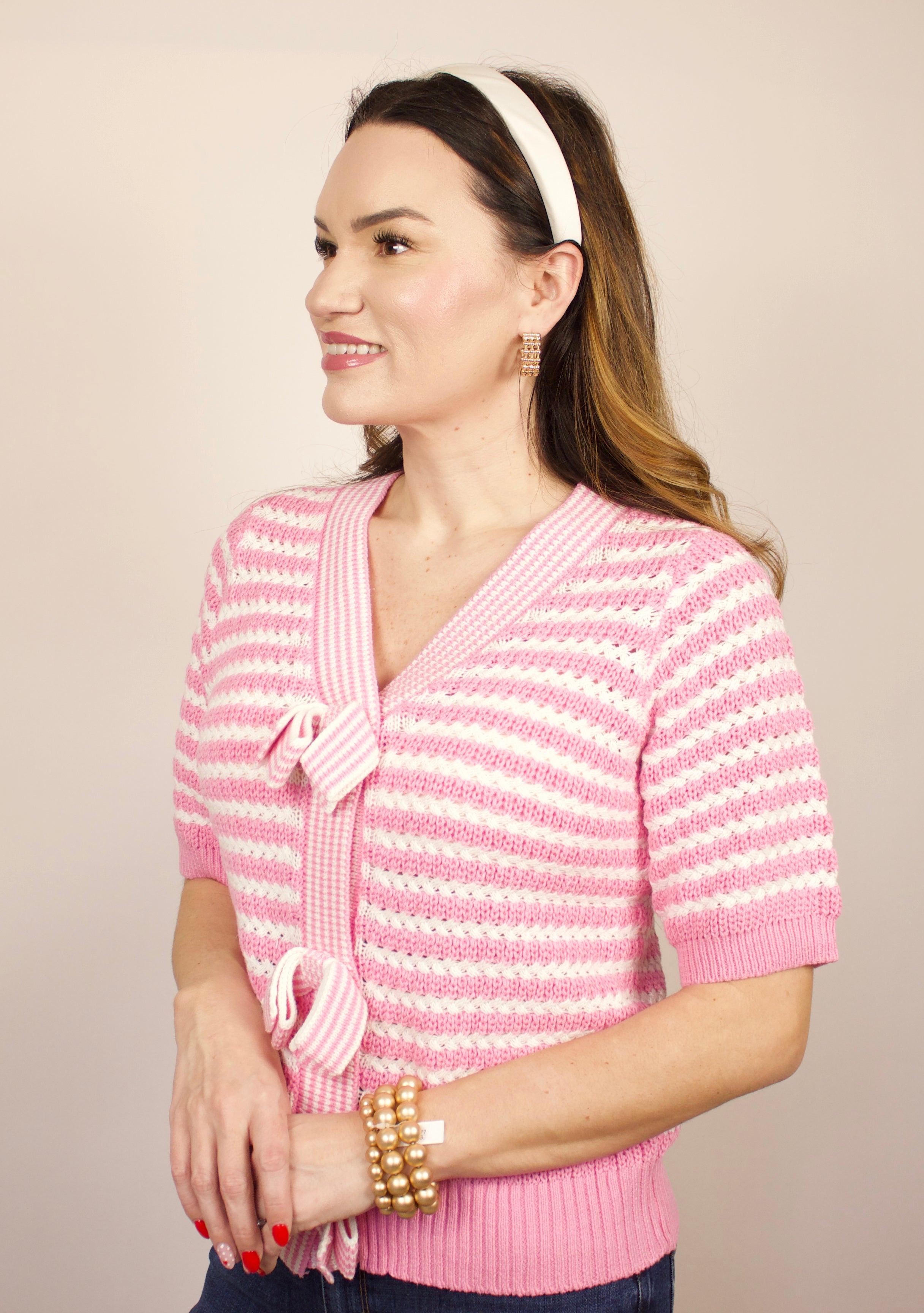 Pink Prep Bow Knit Top