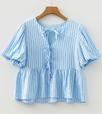 Blue and white striped short sleeve