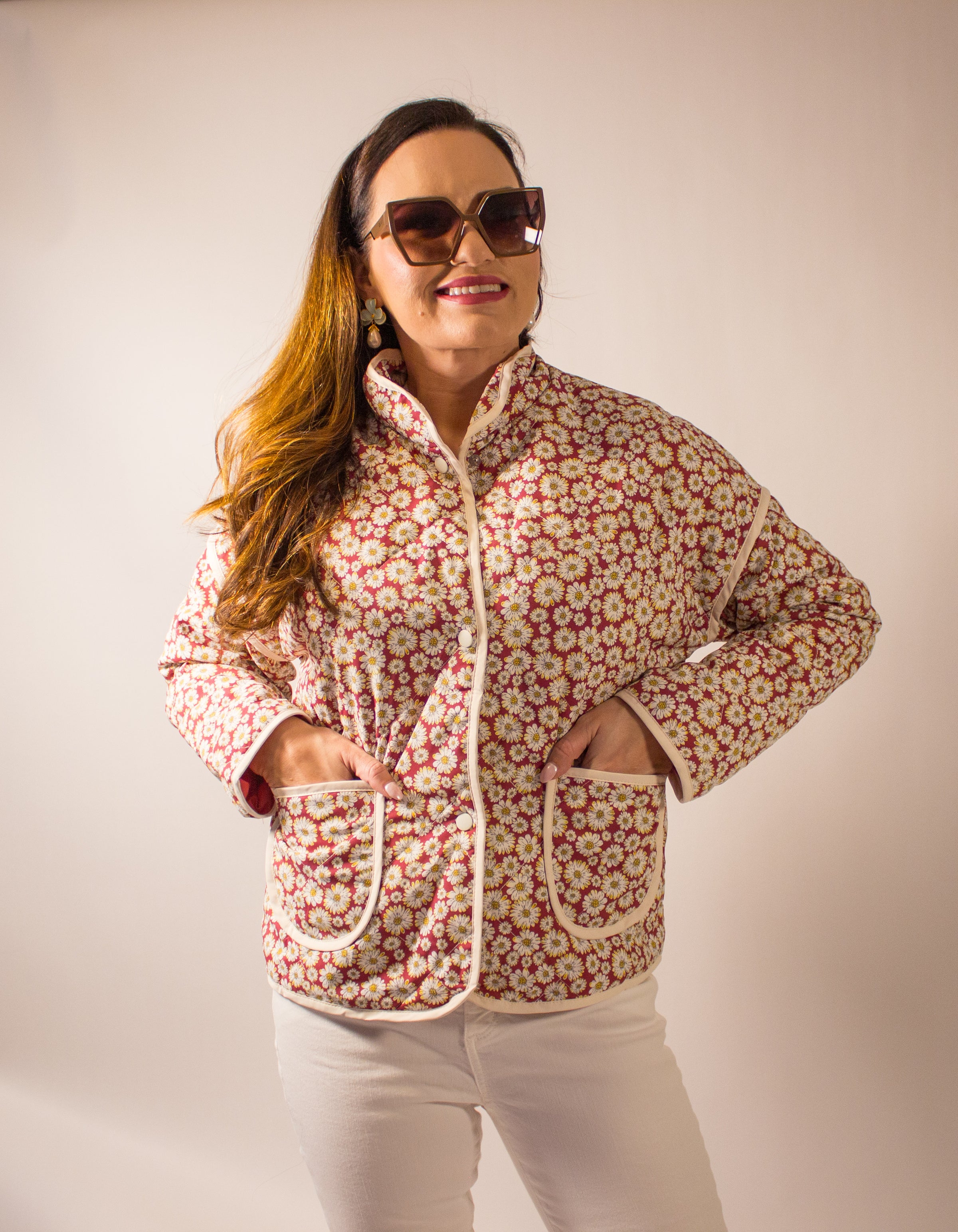 Red and cream quilted jacket