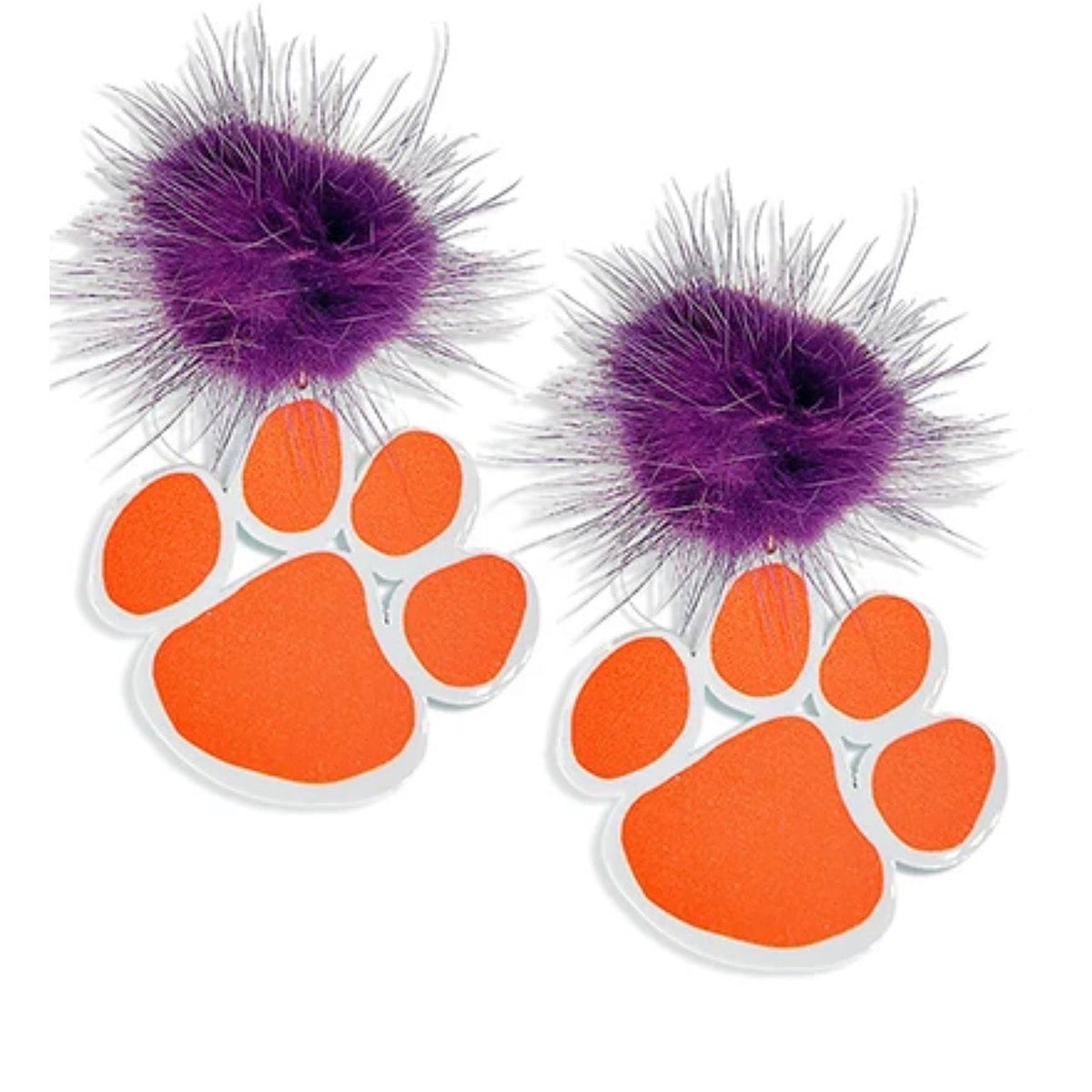 Gameday PomPom Paw Print Earrings