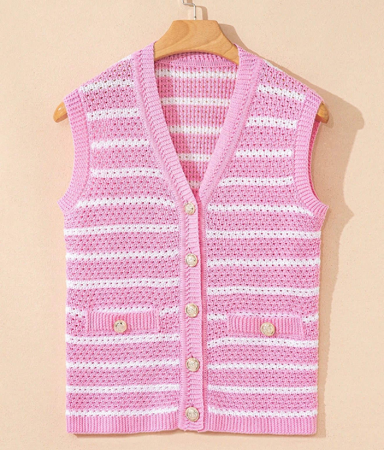 Pink and white tank