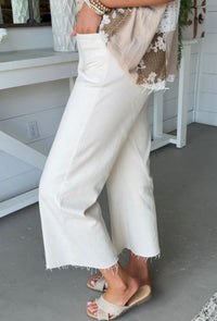 White Raw Hem Jeans