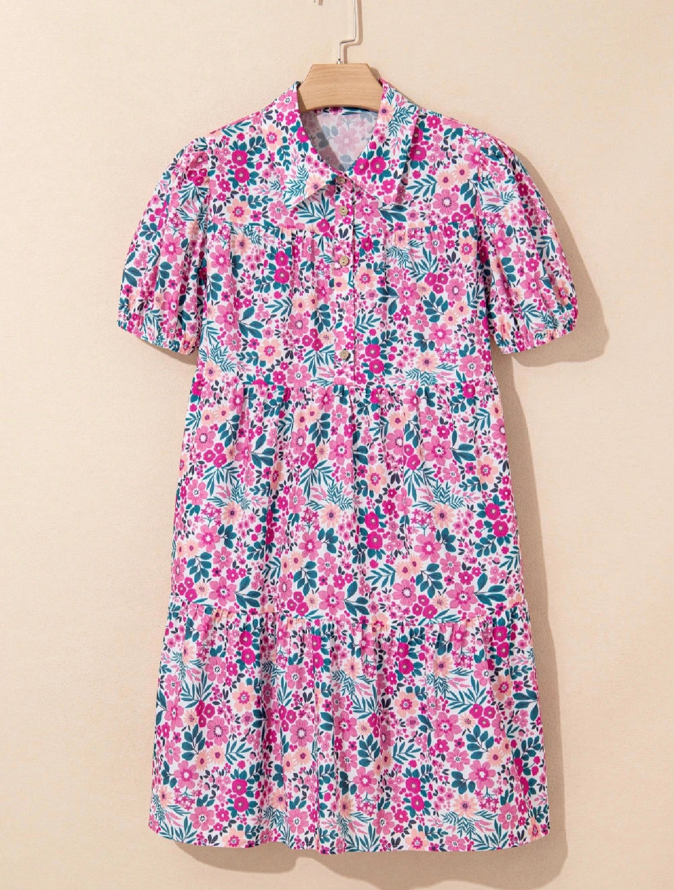 Pink collared floral dress