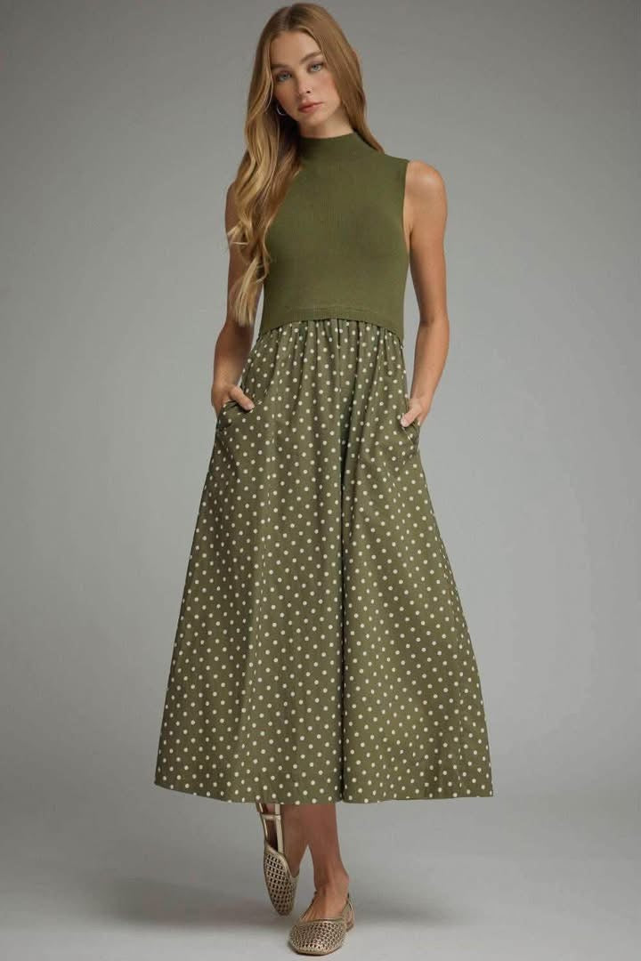 The Olive Dot Midi Dress