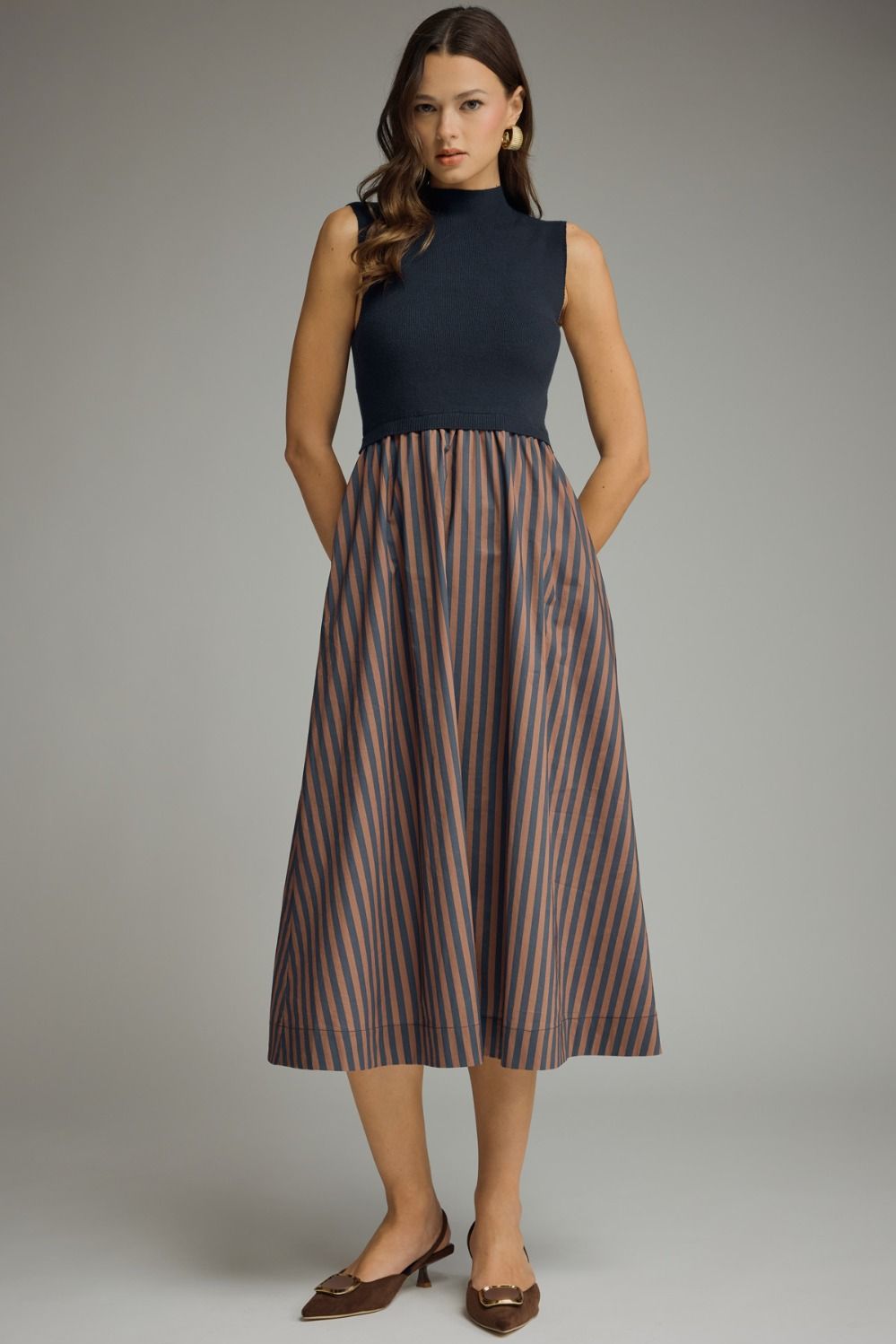 The Navy Stripe Midi Dress