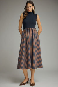 The Navy Stripe Midi Dress