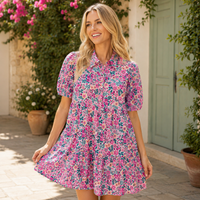 Pink collared floral dress