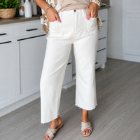 White Raw Hem Jeans