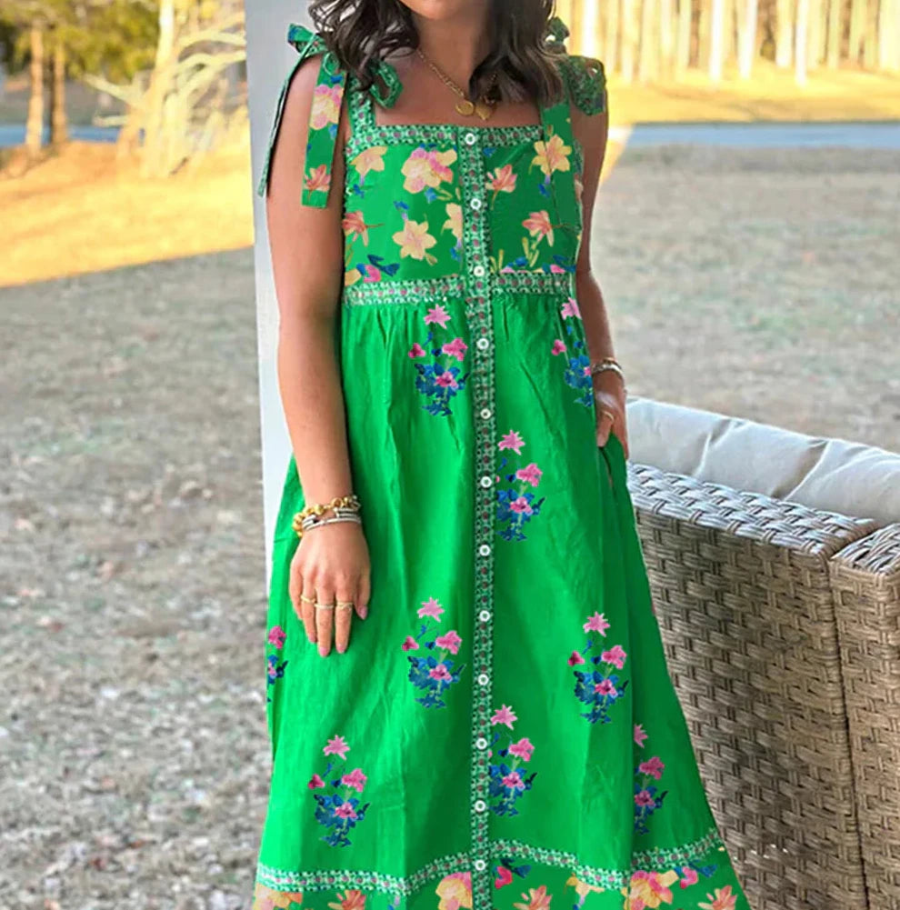 Green Floral Maxi Dress