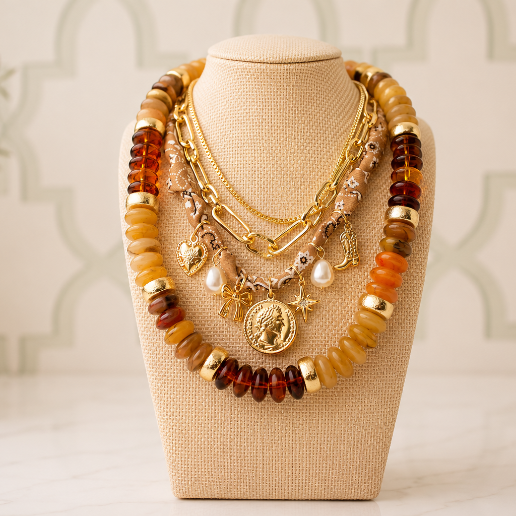 Golden Orchard Beaded Necklace