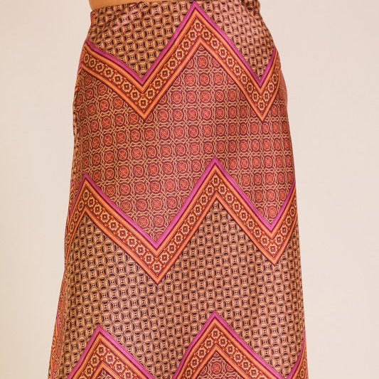 Orange Geo Midi Skirt