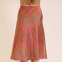 Orange Geo Midi Skirt
