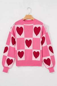 Checkered Heart Sweater