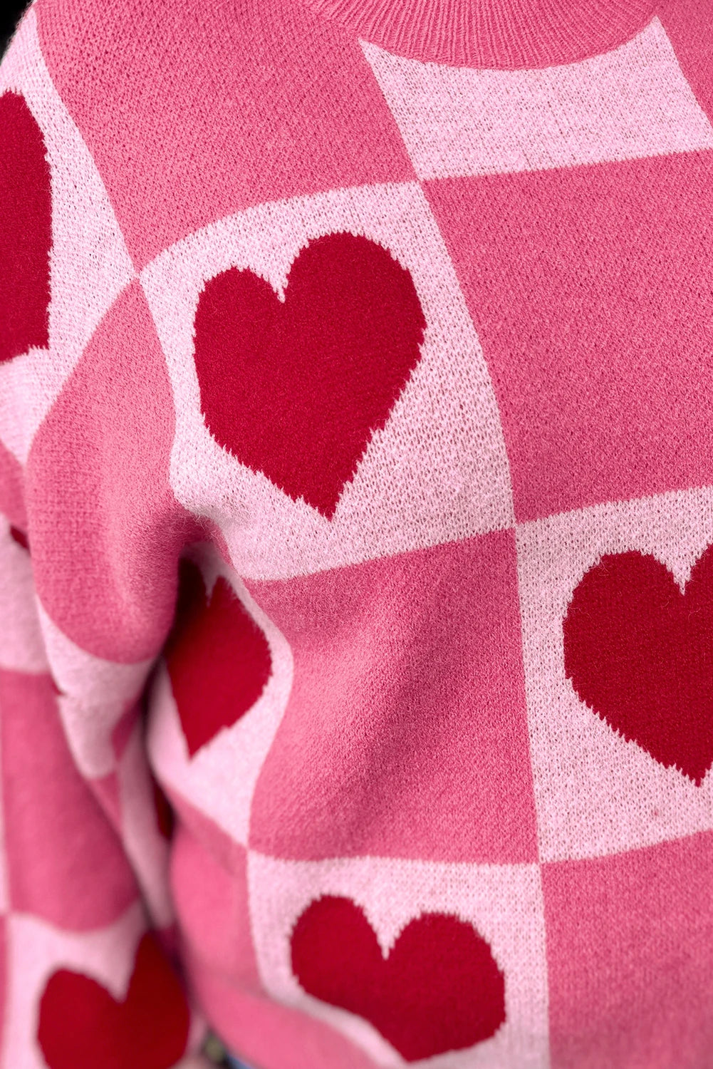 Checkered Heart Sweater