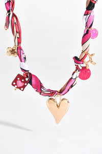 Pink scarf necklace